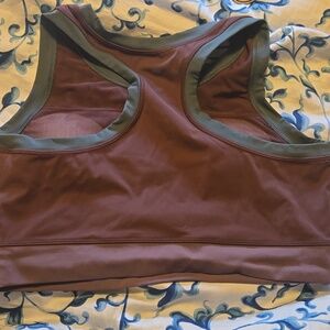Brown and Green Sports Bra Crop Large Eddie Bauer